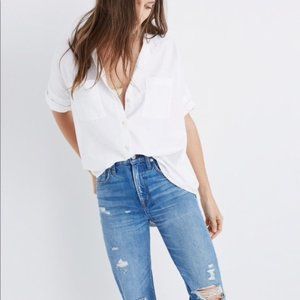 Madewell White Courier Button-Up Shirt